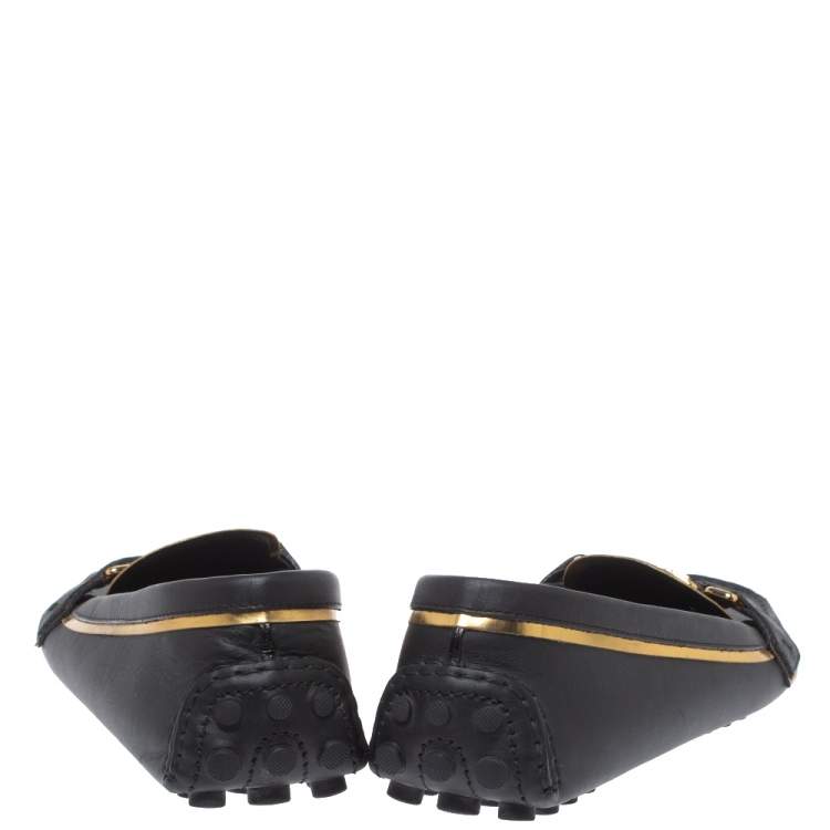 Pre Owned Louis Vuitton Black Leather Oxford Loafers Size 39.5