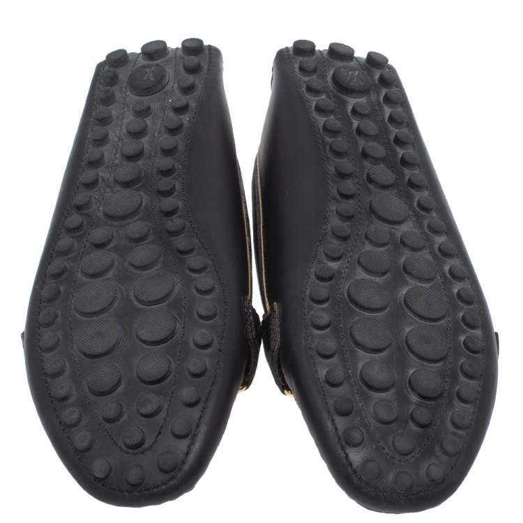 Pre Owned Louis Vuitton Black Leather Oxford Loafers Size 39.5