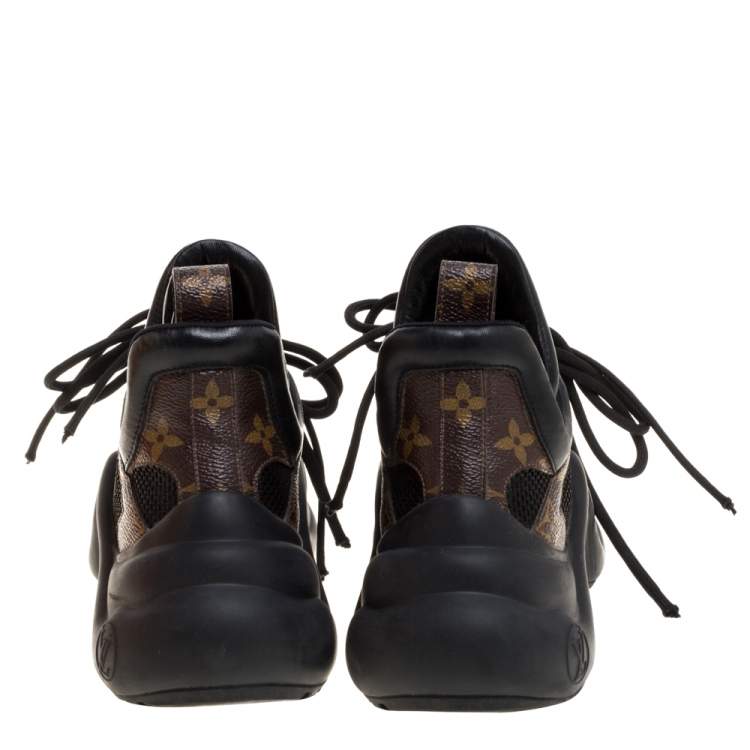 Pre Owned Louis Vuitton Black Monogram Canvas And Mesh LV Archlight Sneakers Size 35.5