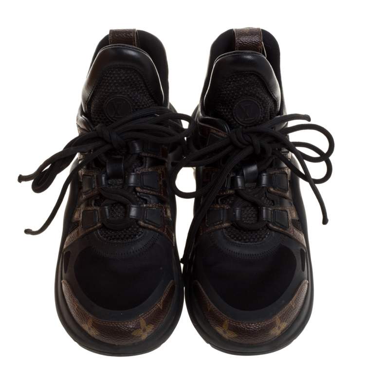 Pre Owned Louis Vuitton Black Monogram Canvas And Mesh LV Archlight Sneakers Size 35.5