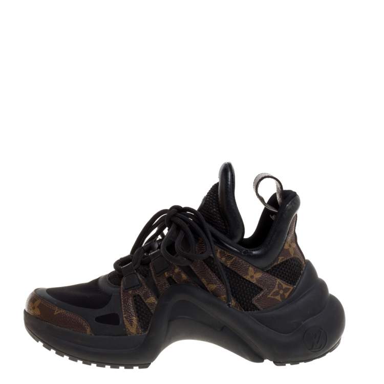 Pre Owned Louis Vuitton Black Monogram Canvas And Mesh LV Archlight Sneakers Size 35.5