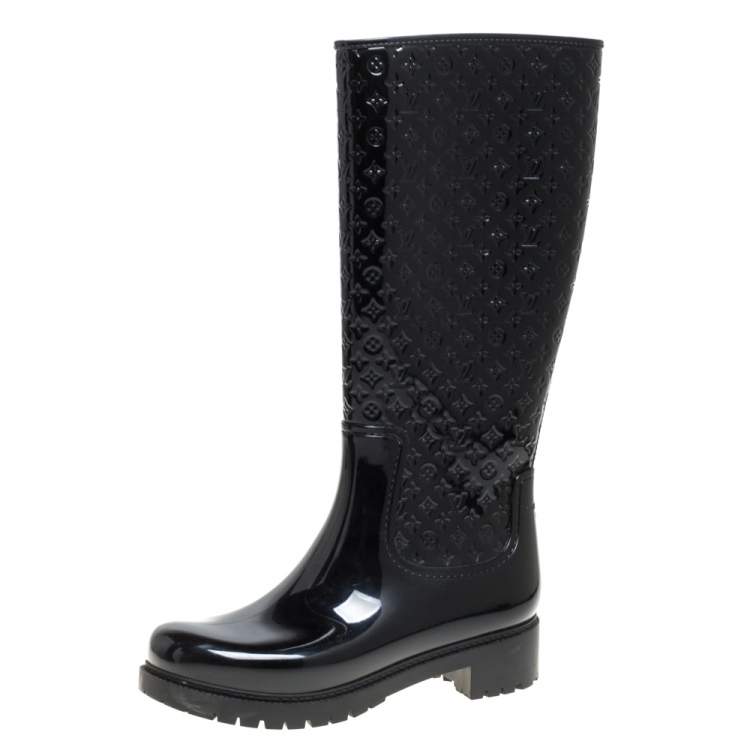 Louis Vuitton Monogram Rubber Splash Rain Boots Shoes Women 37 Black No Box  