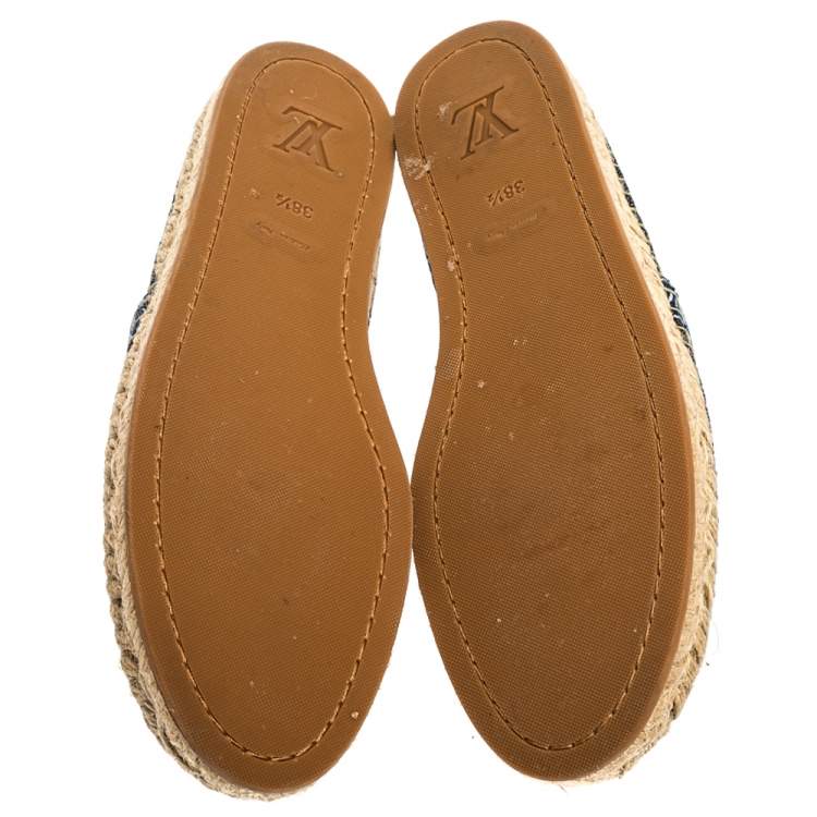Pre Owned Louis Vuitton Blue Denim Espadrille Slip on Sneakers Size 38.5