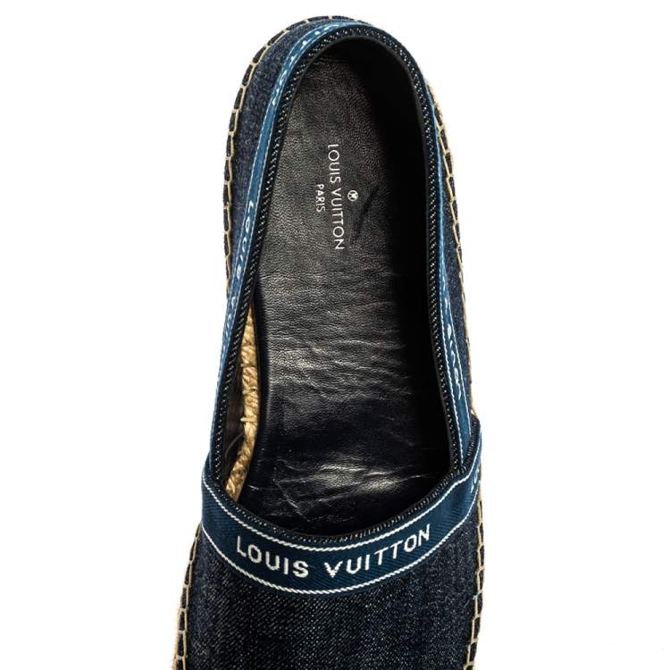 Pre Owned Louis Vuitton Blue Denim Espadrille Slip on Sneakers Size 38.5
