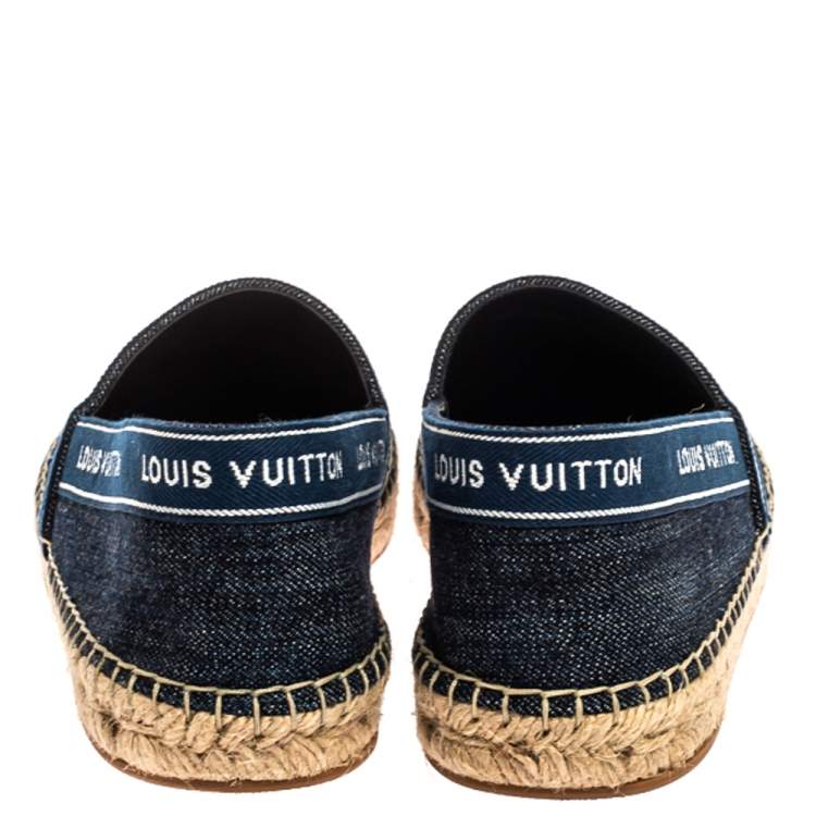 Pre Owned Louis Vuitton Blue Denim Espadrille Slip on Sneakers Size 38.5