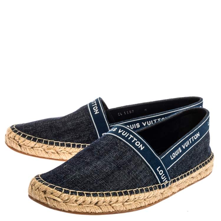 Pre Owned Louis Vuitton Blue Denim Espadrille Slip on Sneakers Size 38.5