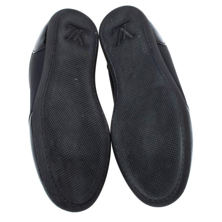 مملوكة مسبقًا Louis Vuitton Black Satin And Patent Leather Low Top Sneakers Size 37
