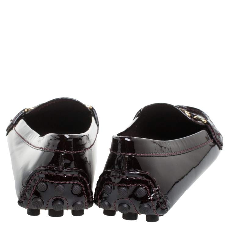 Pre Owned Louis Vuitton Amarante Patent Leather Oxford  Loafers Size 37