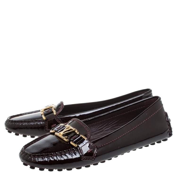 Pre Owned Louis Vuitton Amarante Patent Leather Oxford  Loafers Size 37