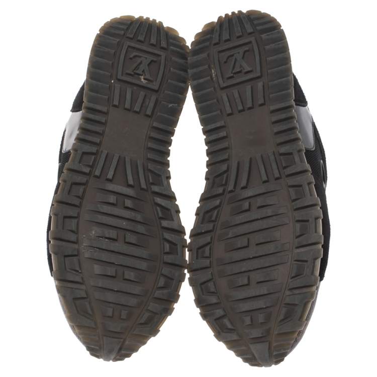 Pre Owned Louis Vuitton Black Monogram Canvas, Leather and Mesh Run Away Lace Up Sneakers Size 39