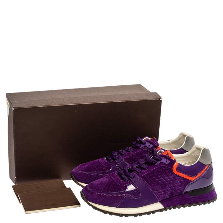 Pre Owned Louis Vuitton Purple Suede And Patent Leather Run Away Low Top Sneakers Size 39.5