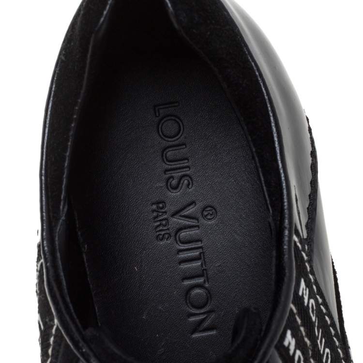 Pre Owned Louis Vuitton Black Patent And Suede Leather Low Top Sneakers Size 35