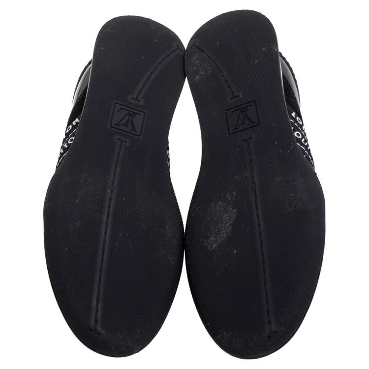 Pre Owned Louis Vuitton Black Patent And Suede Leather Low Top Sneakers Size 35