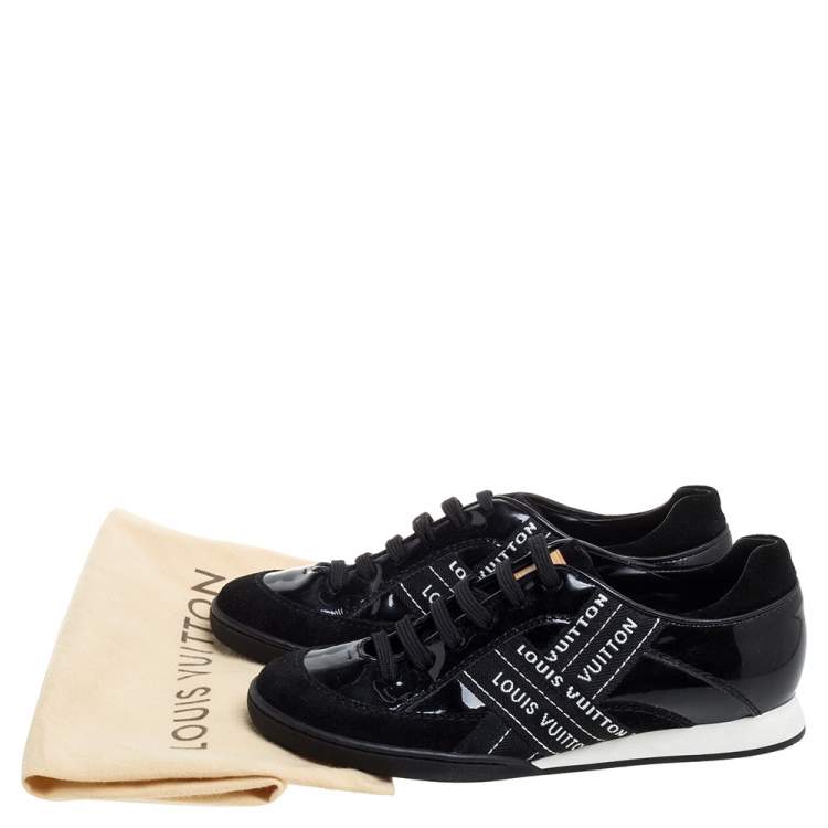 Pre Owned Louis Vuitton Black Patent And Suede Leather Low Top Sneakers Size 35