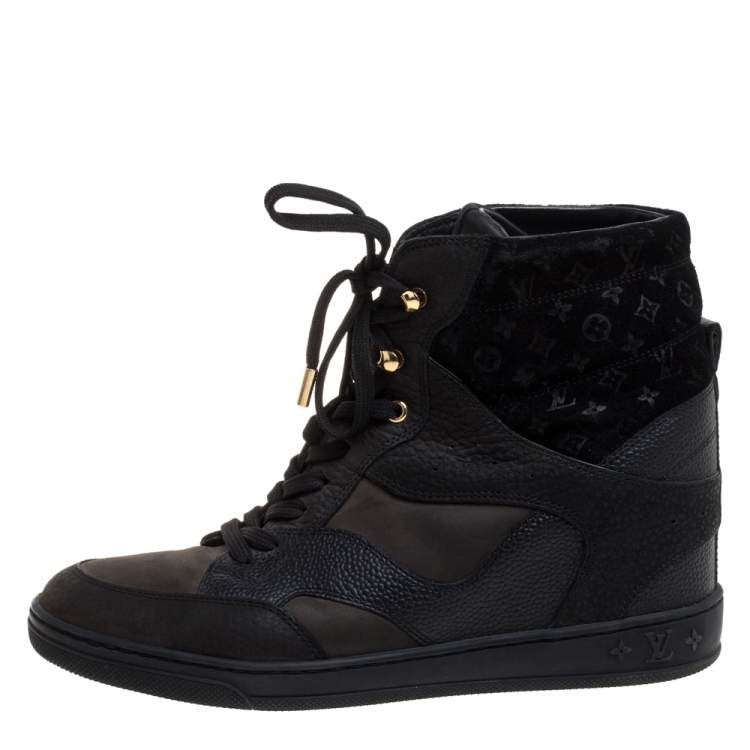Louis Vuitton Black Monogram Suede and Leather Cliff Top Lace Up
