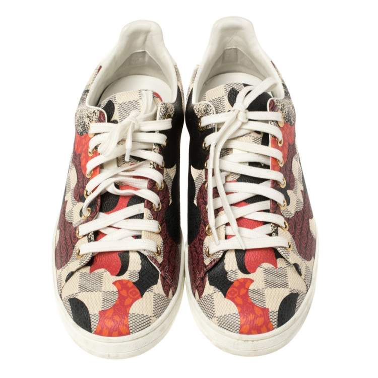 Pre Owned Louis Vuitton Multicolor Damier Azur Canvas Overcloud Lace Up Sneakers 39.5