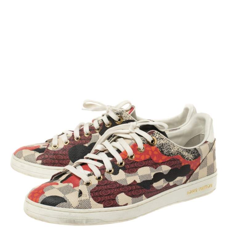 Pre Owned Louis Vuitton Multicolor Damier Azur Canvas Overcloud Lace Up Sneakers 39.5