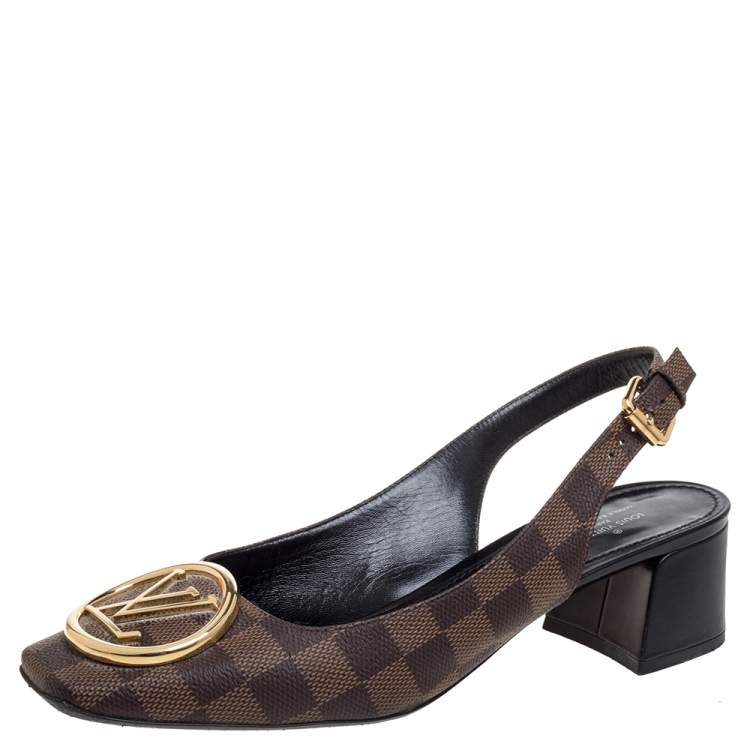 Louis Vuitton Damier Ebene Coated Canvas Madeleine Slingback Sandals Size  41 Louis Vuitton
