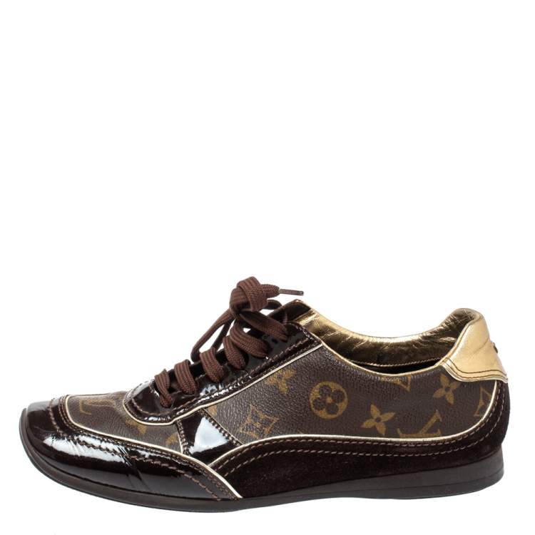 Louis Vuitton Brown Monogram Square Toe Sneakers Size 38.5 Louis