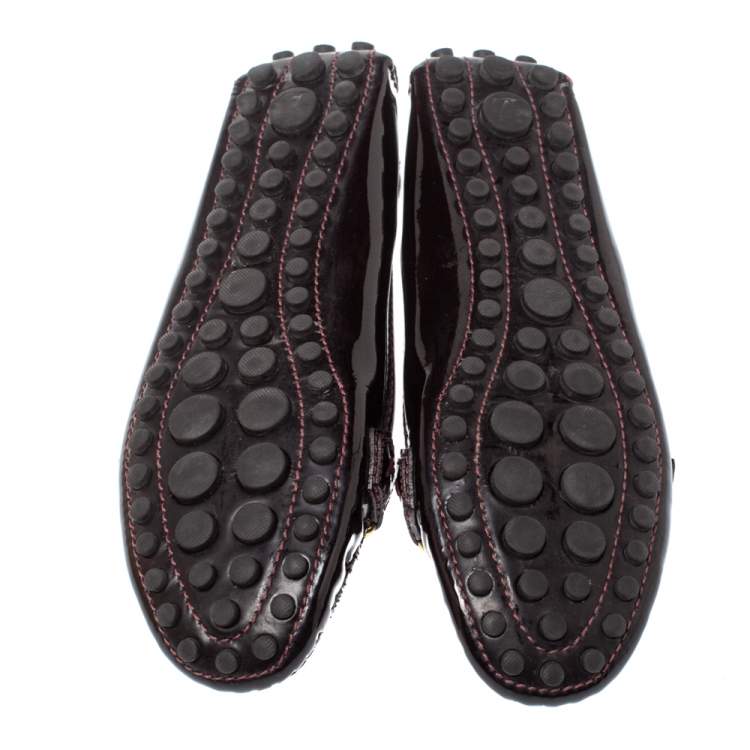 Pre Owned Louis Vuitton Amarante Patent Leather Oxford Loafers Size 38