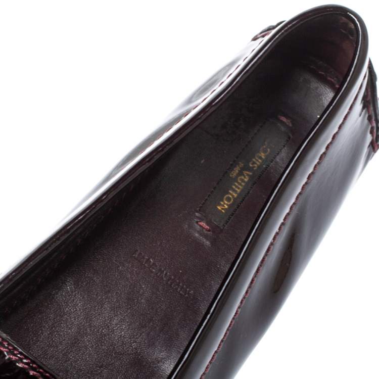 Pre Owned Louis Vuitton Amarante Patent Leather Oxford Loafers Size 38