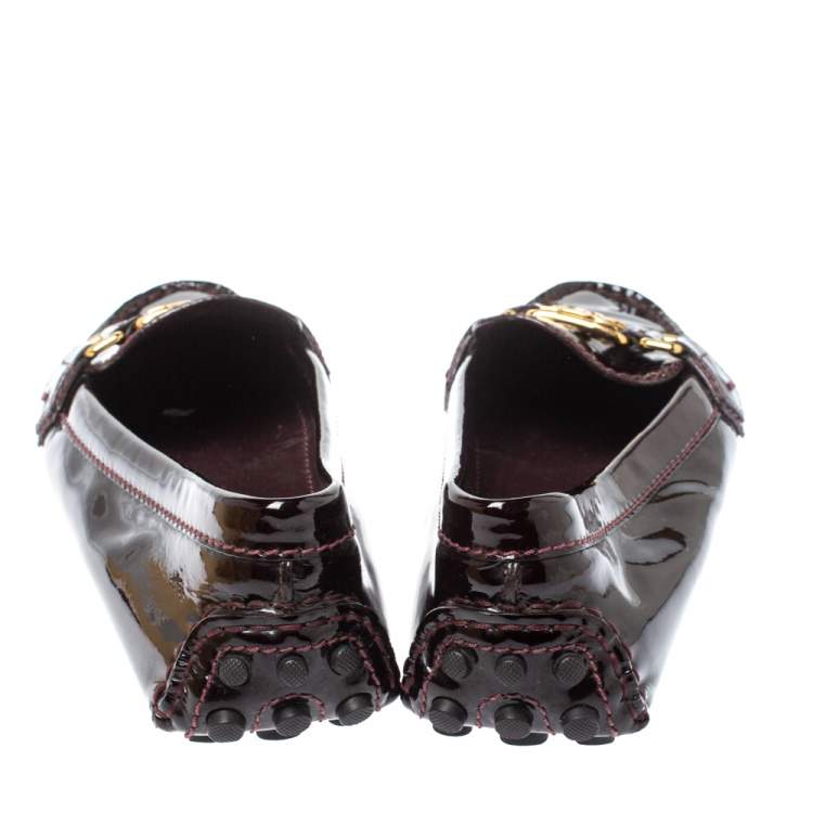 Pre Owned Louis Vuitton Amarante Patent Leather Oxford Loafers Size 38