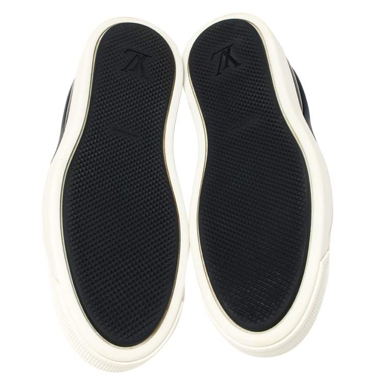Pre Owned Louis Vuitton Blue Monogram Denim Tempo Slip On Sneakers Size 38.5