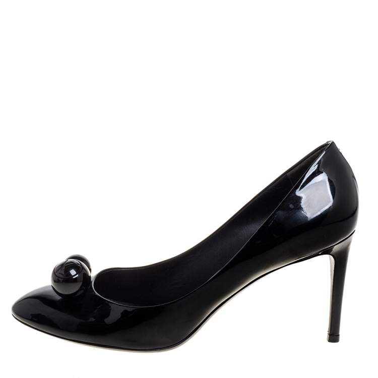 Louis Vuitton Black Patent Leather Oh Really! Platform Peep Toe Pumps Size  39.5 Louis Vuitton