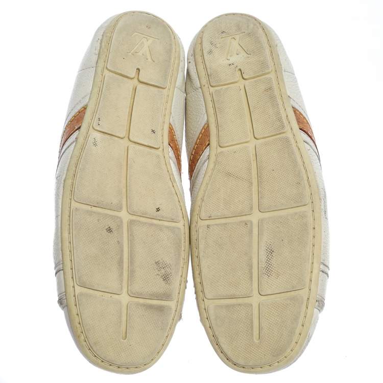 Pre Owned Louis Vuitton White Leather Logo Acrobat Sneakers Size 38
