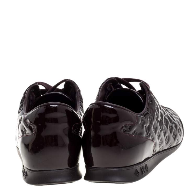 مملوكة مسبقًا Louis Vuitton Burgundy Monogram Patent Leather Low Top Sneakers Size 35.5