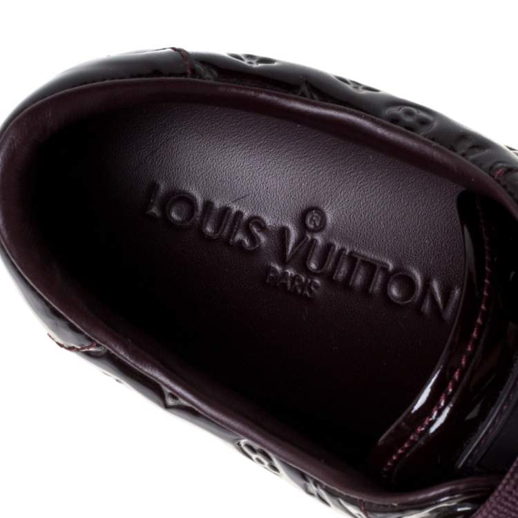 مملوكة مسبقًا Louis Vuitton Burgundy Monogram Patent Leather Low Top Sneakers Size 35.5