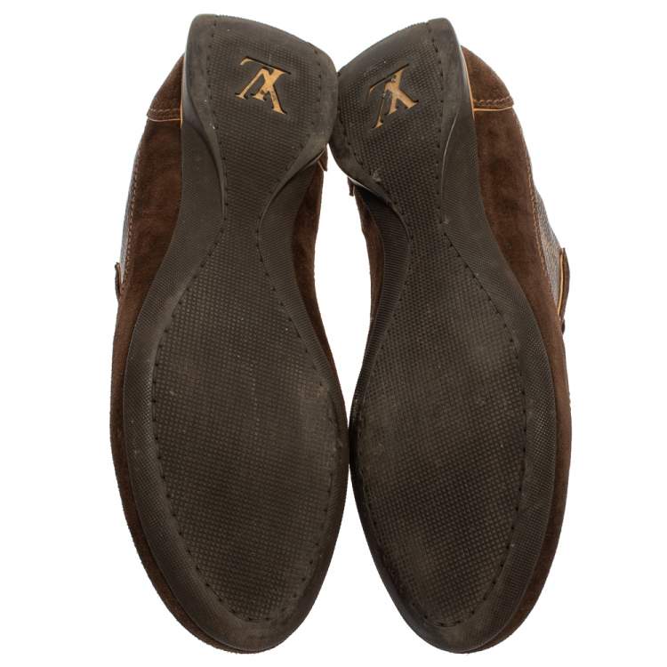 Pre Owned Louis Vuitton Brown Monogram Canvas And Suede Leather Energie Low Top Sneakers Size 38