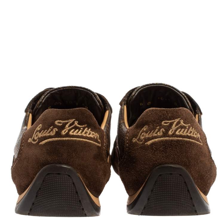 Pre Owned Louis Vuitton Brown Monogram Canvas And Suede Leather Energie Low Top Sneakers Size 38