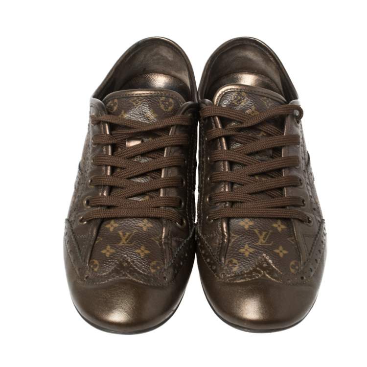 Louis Vuitton Monogram Canvas and Brogue Leather Lyrics Low Sneakers Size 35.5 Louis | TLC