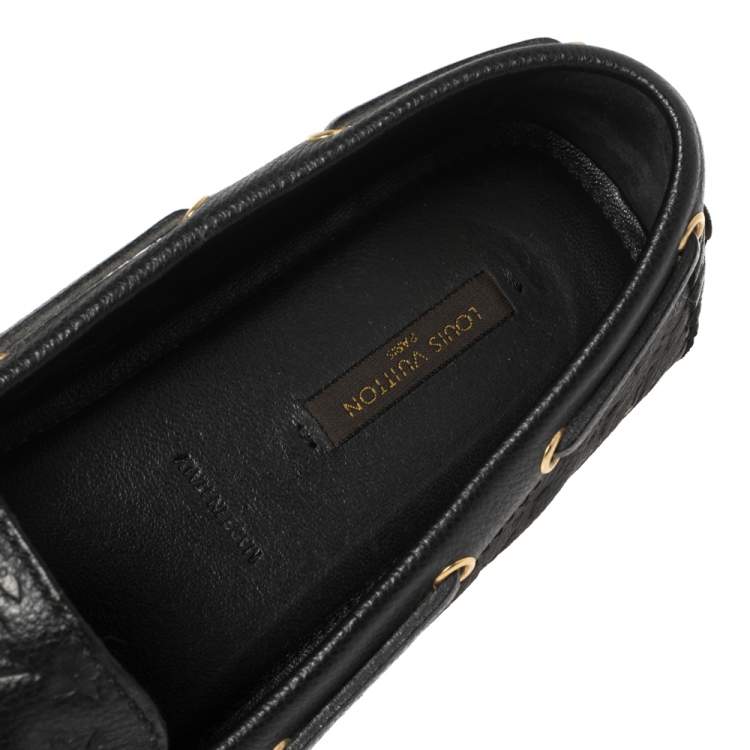 Pre Owned Louis Vuitton Black Monogram Empreinte Leather Gloria Flat Loafers Size 40