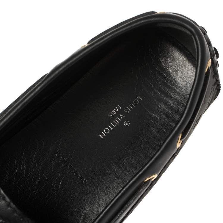 Pre Owned Louis Vuitton Black Monogram Leather Gloria Flat Loafers Size 37