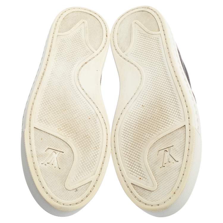Pre Owned Louis Vuitton Brown Monogram Canvas Chain Print Harbor Slip on Sneakers Size 36