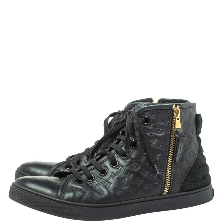 Pre Owned Louis Vuitton Black Monogram Empreinte Leather Punchy High Top Sneakers Size 39