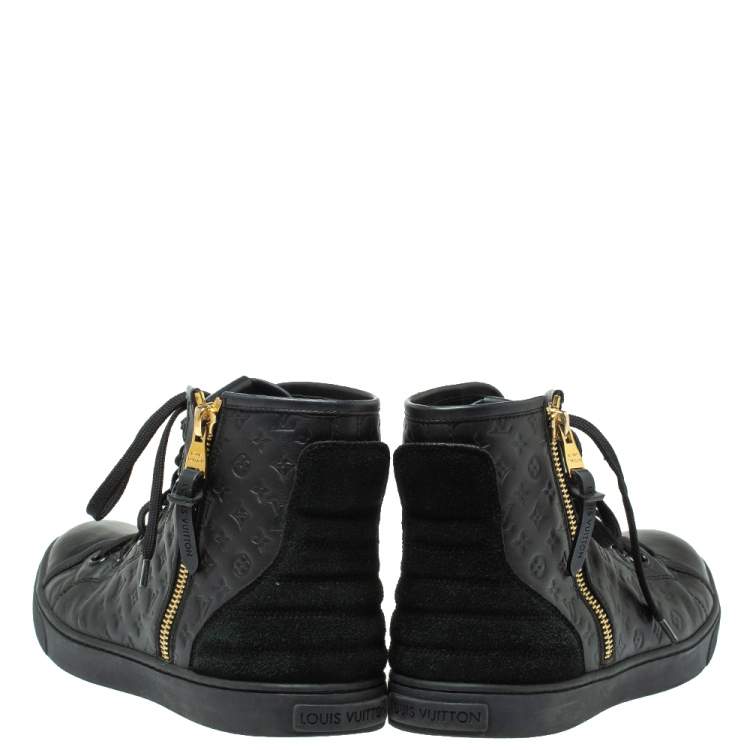 Pre Owned Louis Vuitton Black Monogram Empreinte Leather Punchy High Top Sneakers Size 39