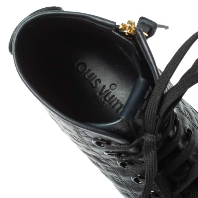 Pre Owned Louis Vuitton Black Monogram Empreinte Leather Punchy High Top Sneakers Size 39