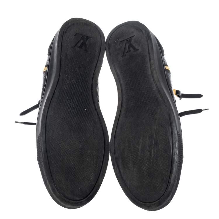 Pre Owned Louis Vuitton Black Monogram Empreinte Leather And Suede Punchy High Top Sneakers Size 38
