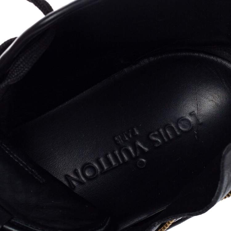 Pre Owned Louis Vuitton Black Monogram Empreinte Leather And Suede Punchy High Top Sneakers Size 38
