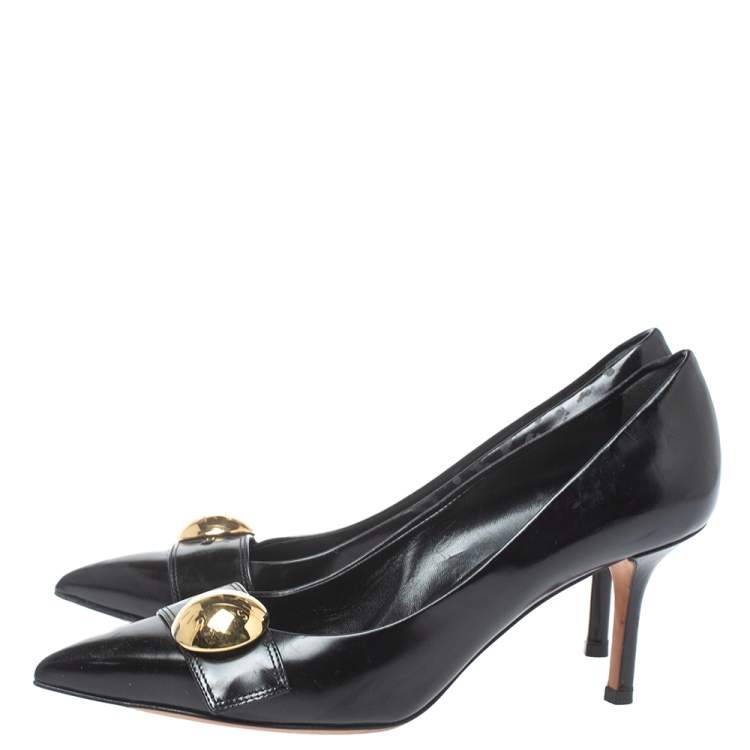 Pre Owned Louis Vuitton Black Leather Pointed Toe Pumps Size 36.5