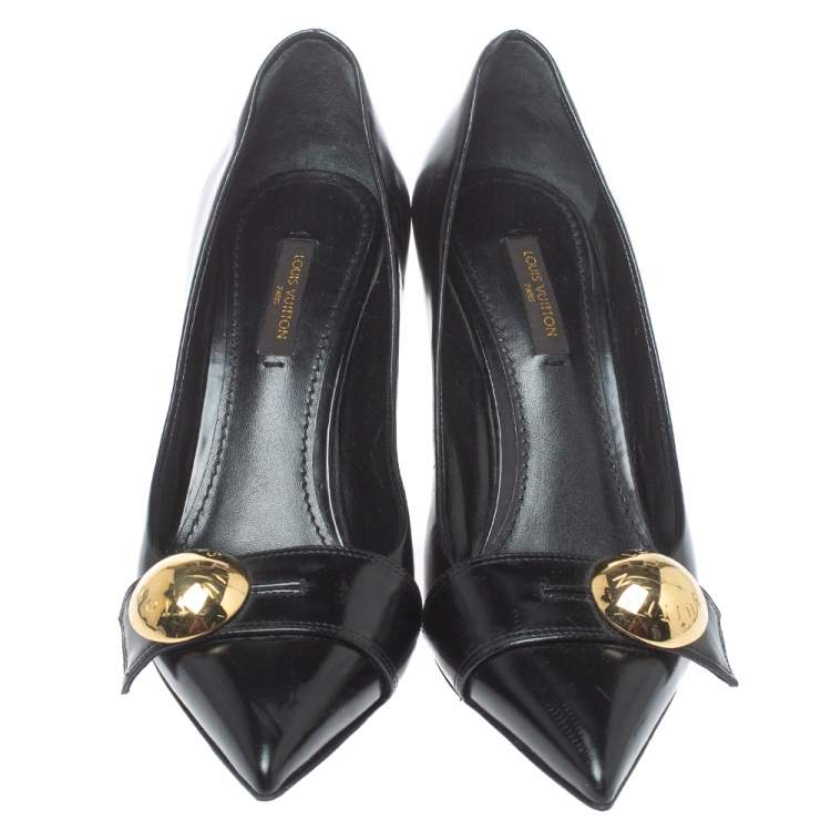 Pre Owned Louis Vuitton Black Leather Pointed Toe Pumps Size 36.5