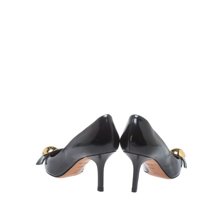Pre Owned Louis Vuitton Black Leather Pointed Toe Pumps Size 36.5