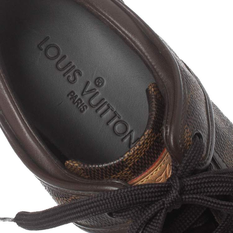 Pre Owned Louis Vuitton Damier Ebene Canvas and Leather Boogie Sneakers Size 36.5
