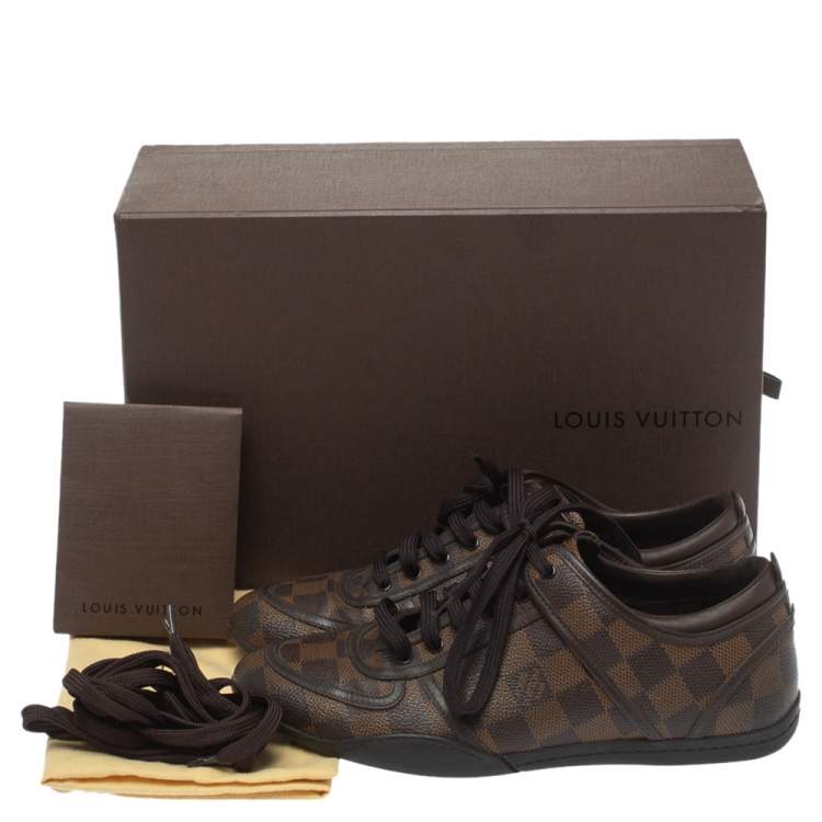 Pre Owned Louis Vuitton Damier Ebene Canvas and Leather Boogie Sneakers Size 36.5