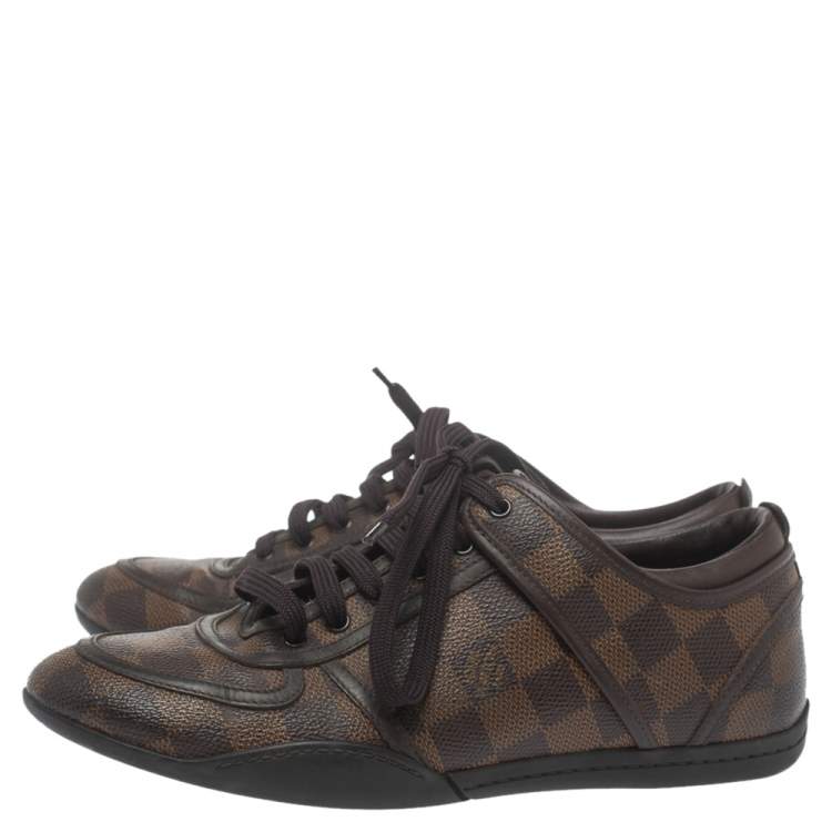 Pre Owned Louis Vuitton Damier Ebene Canvas and Leather Boogie Sneakers Size 36.5
