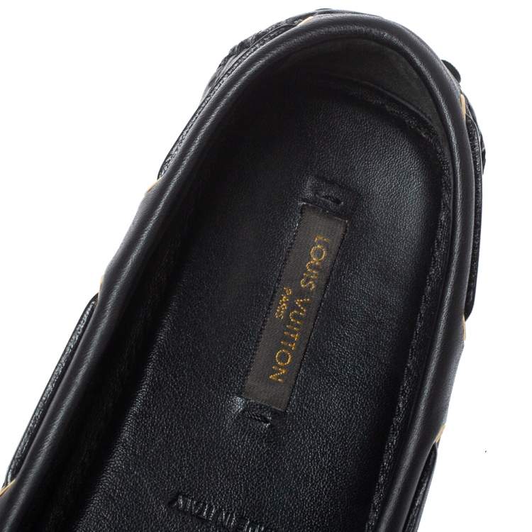 Pre Owned Louis Vuitton Black Monogram Empreinte Leather Gloria Loafers Size 37.5