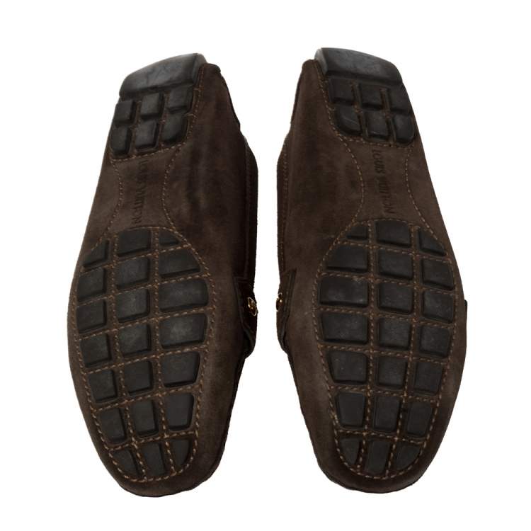 Pre Owned Louis Vuitton Brown Suede Monte Carlo Loafers Size 37